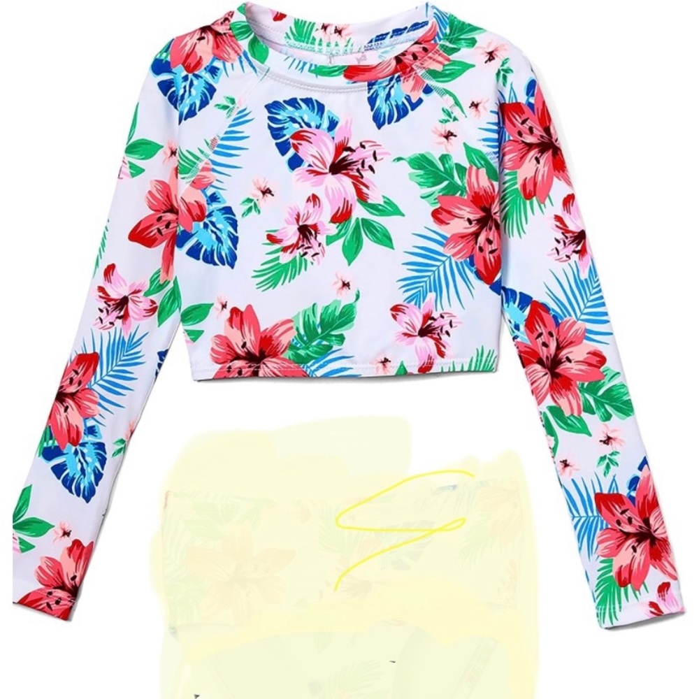 Kanu Surf Girls' Long Sleeve Rashguard UPF 50+  Swim  Top Size 14/16